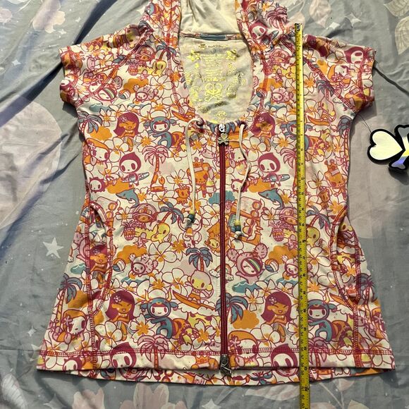 tokidoki Paradise Beach Hoodie Women’s Large Full Zip Short Sleeve Rare Graphic - Picture 16 of 16